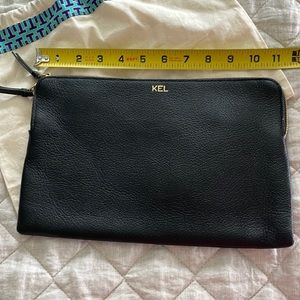 Mark and Graham Black Leather Zip Pouch